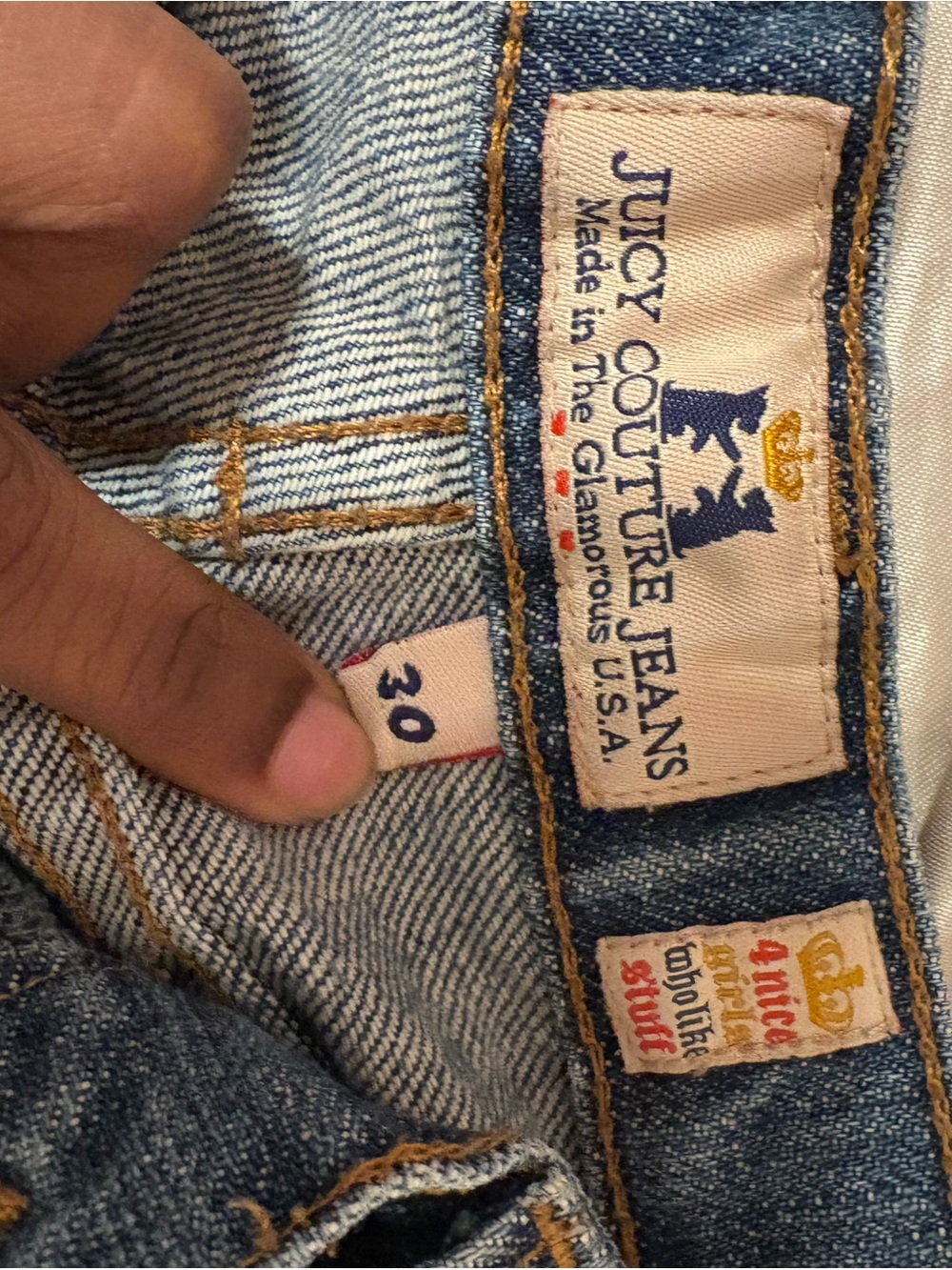 Juicy Couture Light Blue Denim Jeans with Gold Stitching